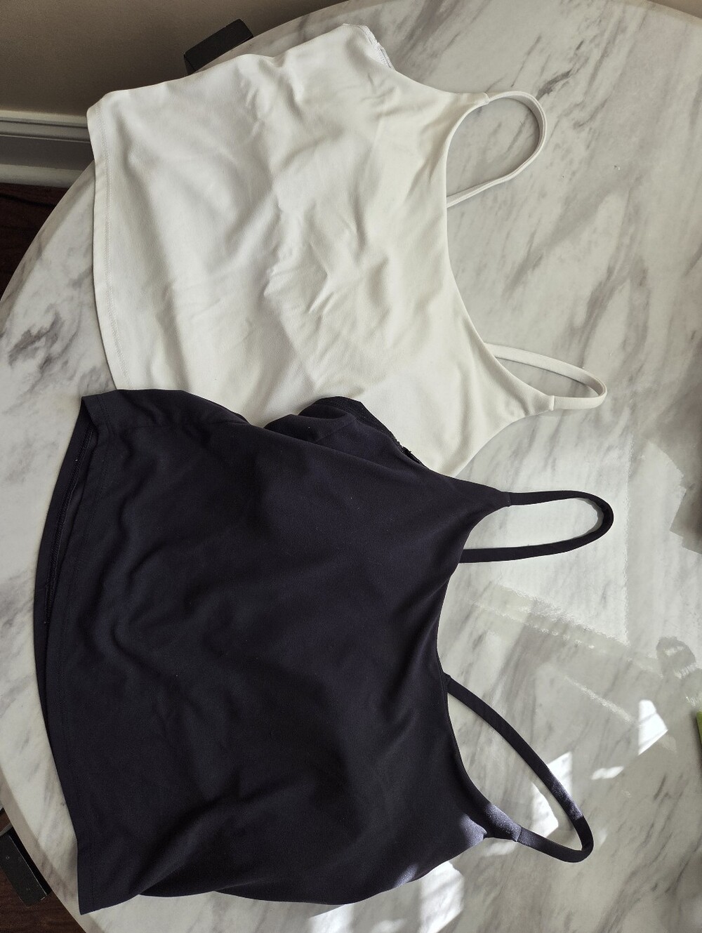 Set Of 2 all in motion Black & White Double Spaghetti Strap Bandeau Tank Tops